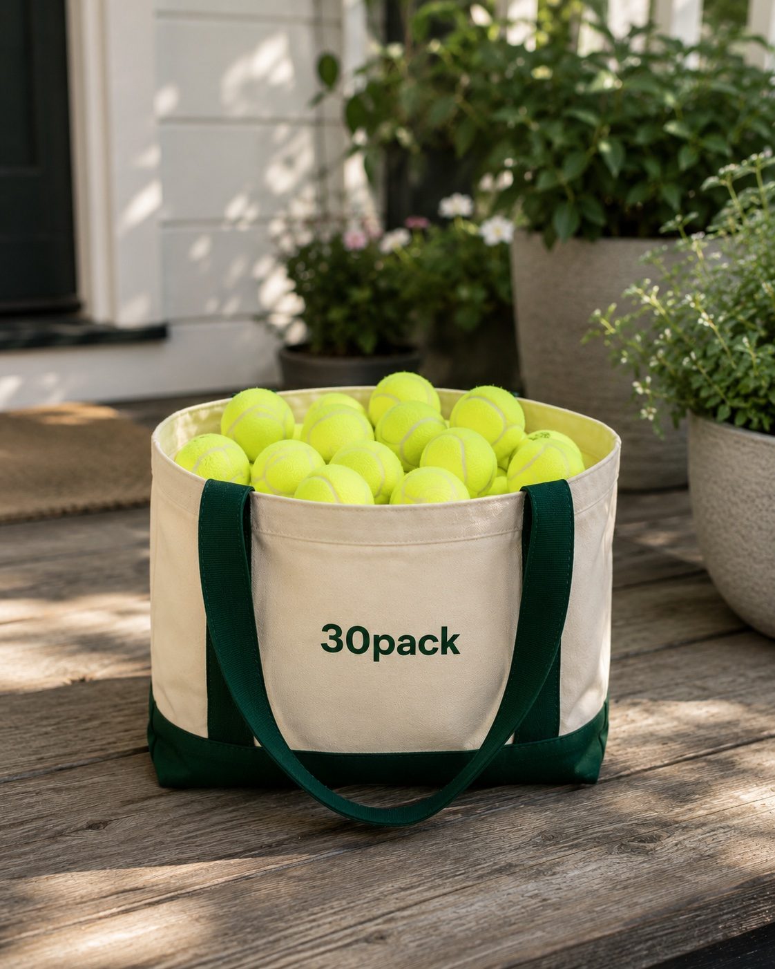 Bark Balls 30-Pack — upcycled tennis balls in a canvas tote