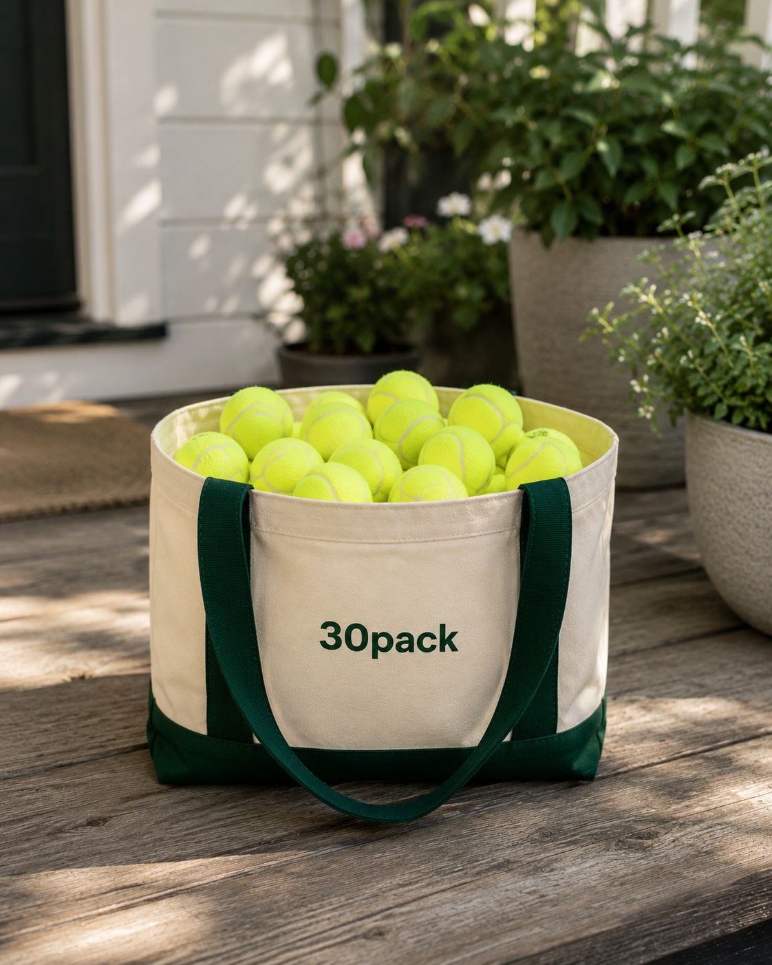 Bark Balls 30-Pack — upcycled tennis balls in a canvas tote