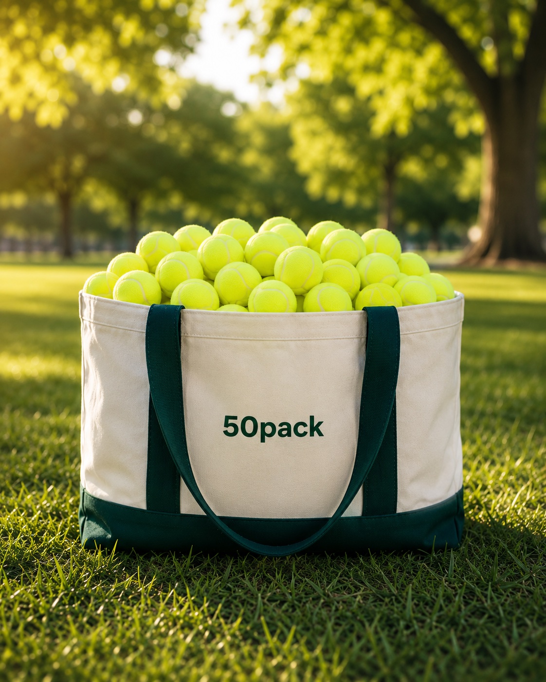 Bark Balls 50-Pack — upcycled tennis balls in a canvas tote