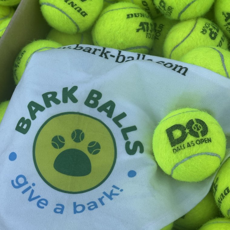 Dallas Open ATP 500 upcycled tennis balls for dogs